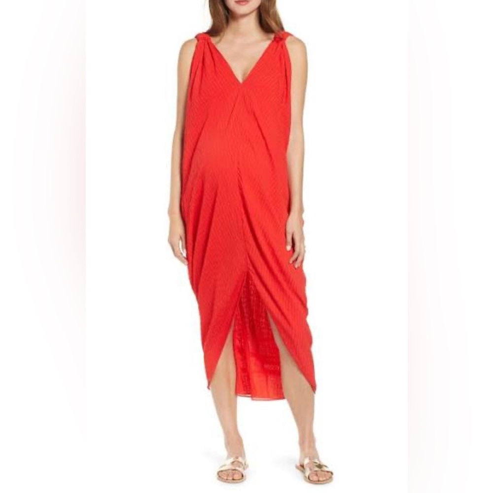 HATCH Amira Cattan Maternity Sleeveless Dress in Poppy Red OS